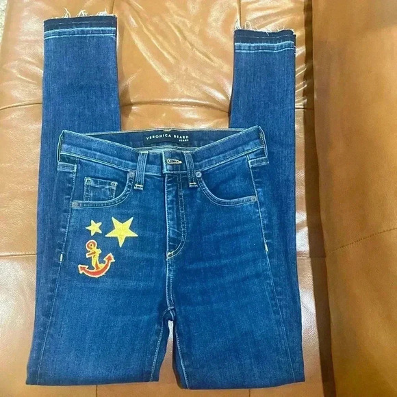 VERONICA BEARD | Kate Patch Skinny Jeans Size 24 - Picture 2 of 8